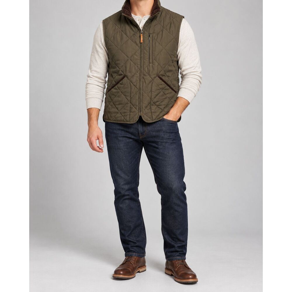 J.Crew Sussex Quilted Vest Men’s XL Olive PrimaLoft Full Zip Corduroy